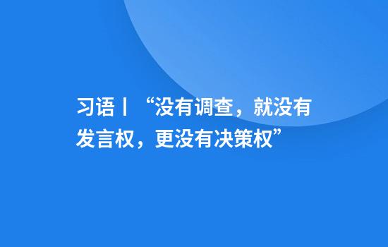 习语丨“没有调查，就没有发言权，更没有决策权”