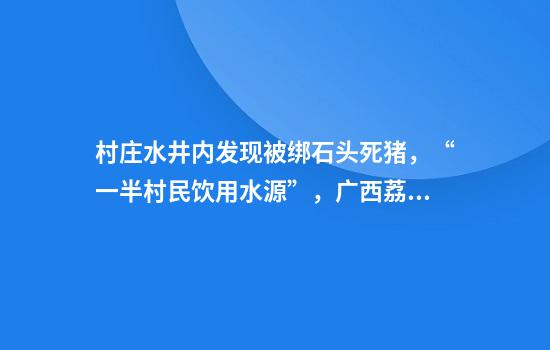 村庄水井内发现被绑石头死猪，“一半村民饮用水源”，广西荔浦警方介入