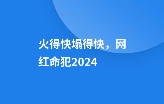 火得快塌得快，网红命犯2024