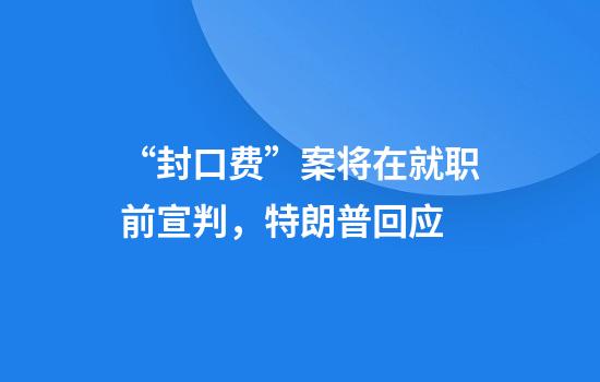 “封口费”案将在就职前宣判，特朗普回应