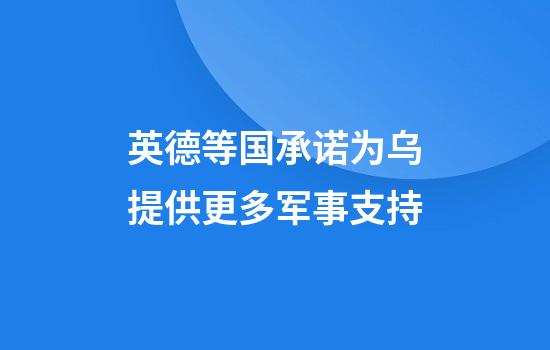 英德等国承诺为乌提供更多军事支持