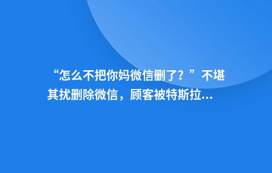 “怎么不把你妈微信删了？”不堪其扰删除微信，顾客被特斯拉销售追着骂