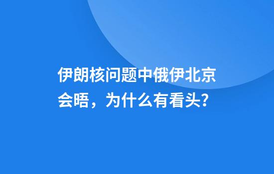伊朗核问题中俄伊北京会晤，为什么有看头？