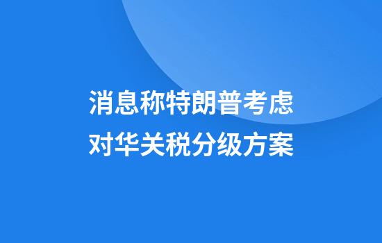 消息称特朗普考虑对华关税分级方案
