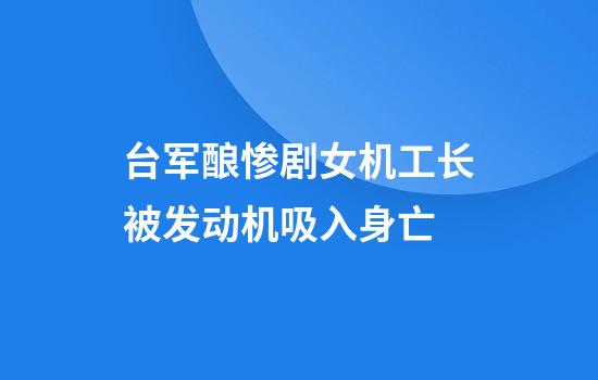 台军酿惨剧女机工长被发动机吸入身亡