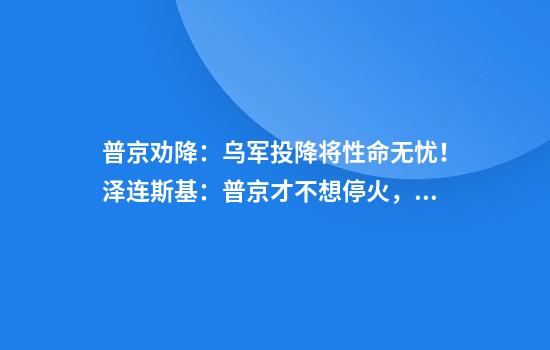 普京劝降：乌军投降将性命无忧！泽连斯基：普京才不想停火，呼吁美对俄施压！特朗普：24小时结束冲突的说法“有点讽刺”