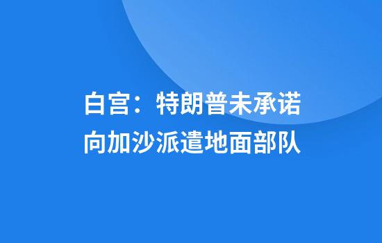 白宫：特朗普未承诺向加沙派遣地面部队