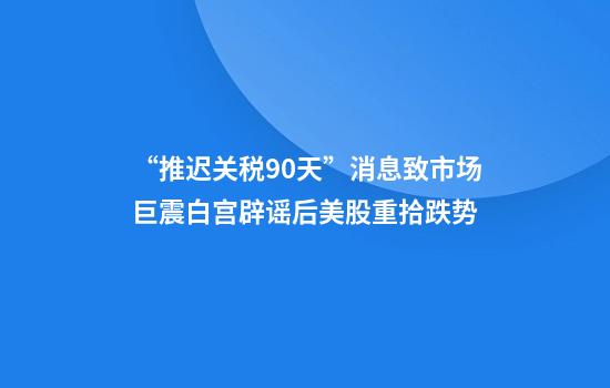 “推迟关税90天”消息致市场巨震白宫辟谣后美股重拾跌势