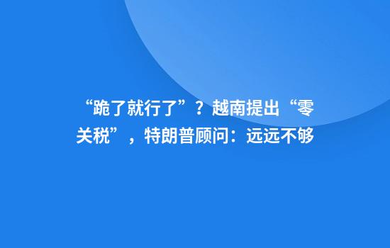 “跪了就行了”？越南提出“零关税”，特朗普顾问：远远不够
