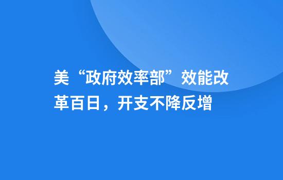 美“政府效率部”效能改革百日，开支不降反增
