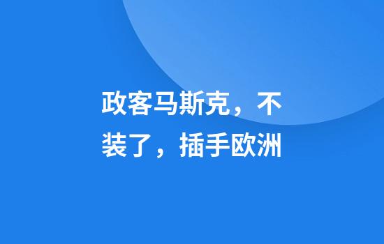 政客马斯克，不装了，插手欧洲
