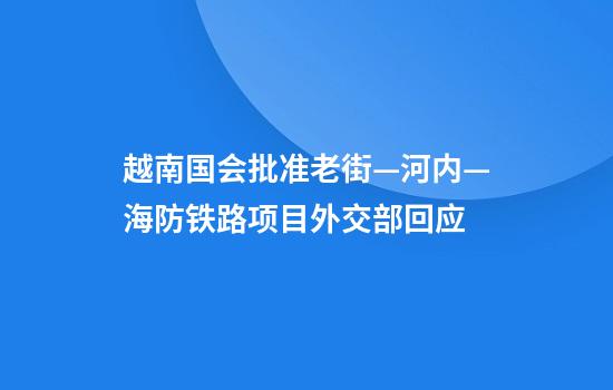 越南国会批准老街—河内—海防铁路项目外交部回应