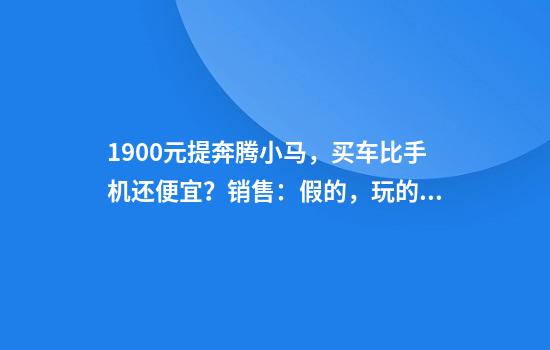 1900元提奔腾小马，买车比手机还便宜？销售：假的，玩的文字游戏