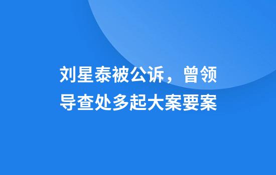 刘星泰被公诉，曾领导查处多起大案要案