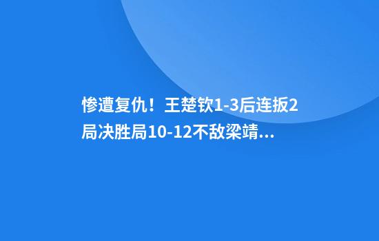惨遭复仇！王楚钦1-3后连扳2局决胜局10-12不敌梁靖崑卫冕失败