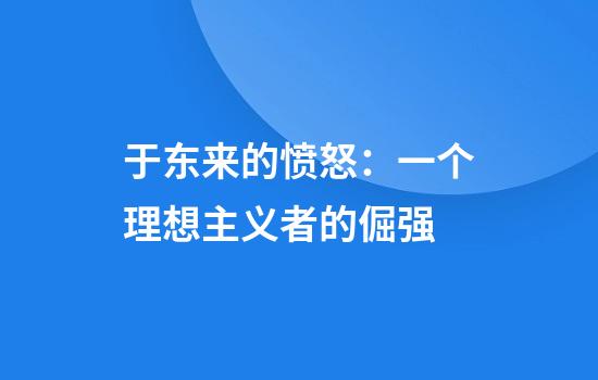 于东来的愤怒：一个理想主义者的倔强