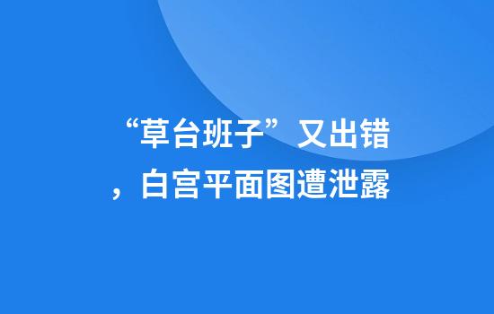 “草台班子”又出错，白宫平面图遭泄露