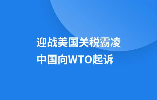 迎战美国关税霸凌中国向WTO起诉