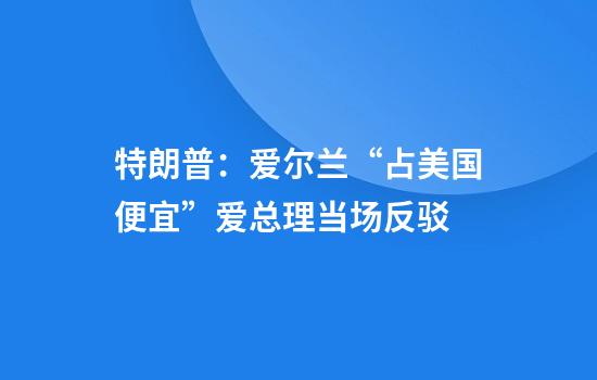 特朗普：爱尔兰“占美国便宜”爱总理当场反驳