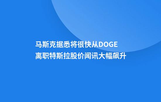 马斯克据悉将很快从DOGE离职特斯拉股价闻讯大幅飙升