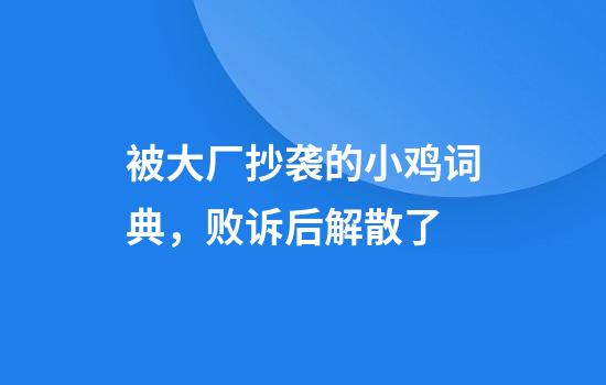 被大厂抄袭的小鸡词典，败诉后解散了