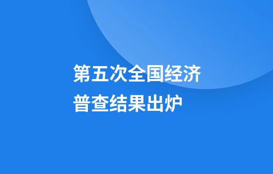 第五次全国经济普查结果出炉