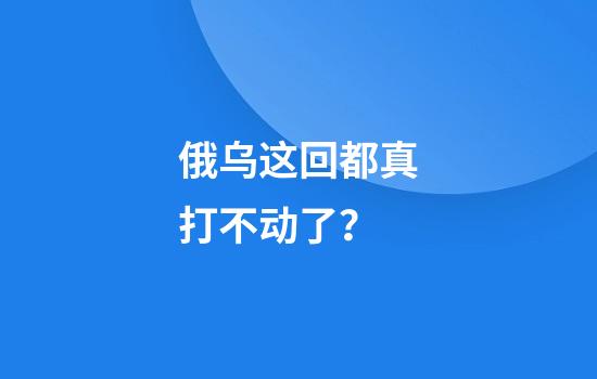 俄乌这回都真打不动了？