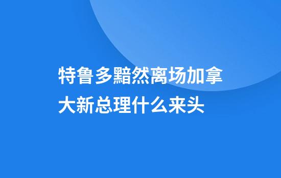 特鲁多黯然离场加拿大新总理什么来头