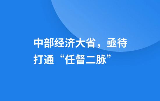 中部经济大省，亟待打通“任督二脉”
