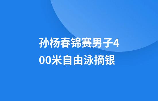 孙杨春锦赛男子400米自由泳摘银