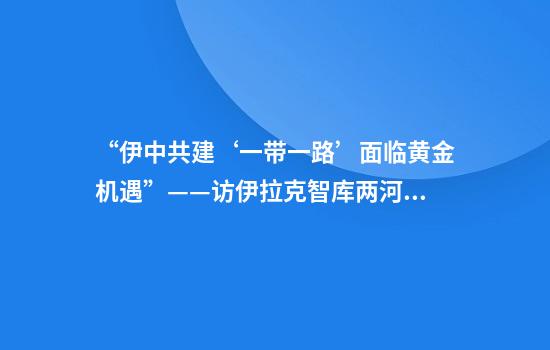 “伊中共建‘一带一路’面临黄金机遇”——访伊拉克智库两河中心前主任艾哈迈德·马穆里