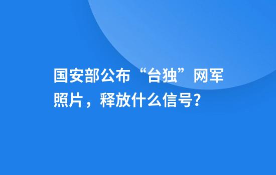 国安部公布“台独”网军照片，释放什么信号？