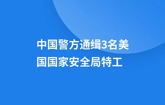 中国警方通缉3名美国国家安全局特工