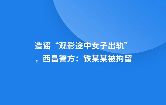 造谣“观影途中女子出轨”，西昌警方：铁某某被拘留