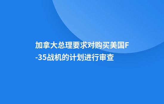 加拿大总理要求对购买美国F-35战机的计划进行审查