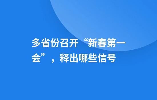 多省份召开“新春第一会”，释出哪些信号