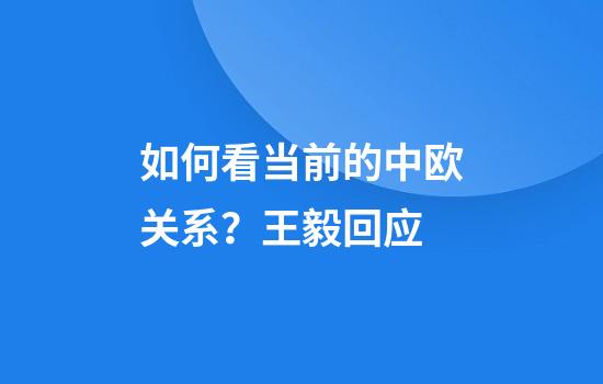 如何看当前的中欧关系？王毅回应