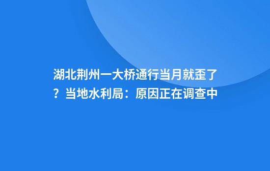 湖北荆州一大桥通行当月就歪了？当地水利局：原因正在调查中