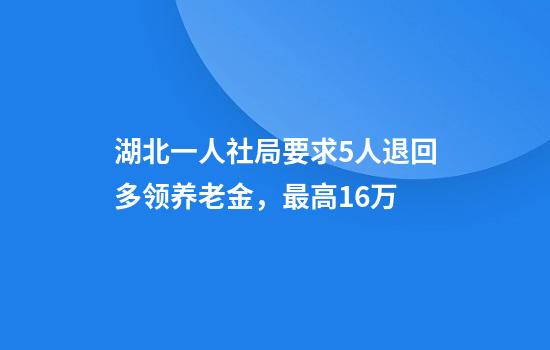 湖北一人社局要求5人退回多领养老金，最高16万