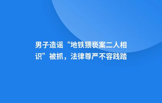 男子造谣“地铁猥亵案二人相识”被抓，法律尊严不容践踏