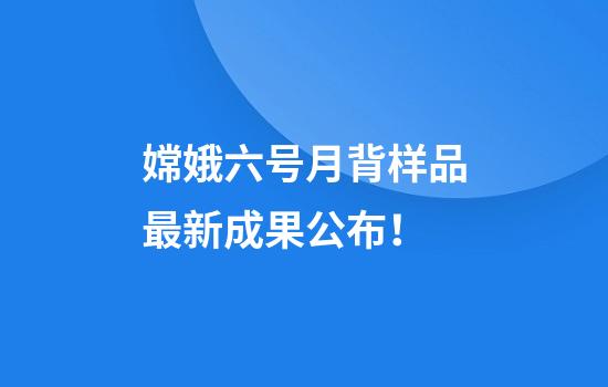 嫦娥六号月背样品最新成果公布！