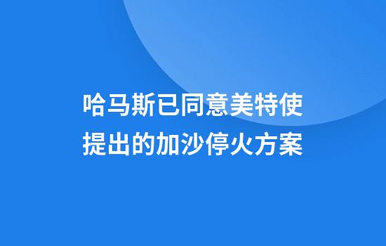 哈马斯已同意美特使提出的加沙停火方案