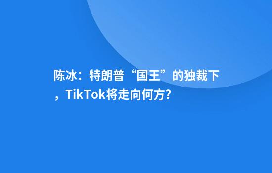 陈冰：特朗普“国王”的独裁下，TikTok将走向何方？