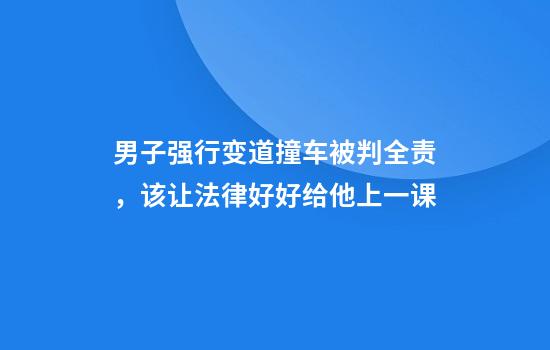 男子强行变道撞车被判全责，该让法律好好给他上一课