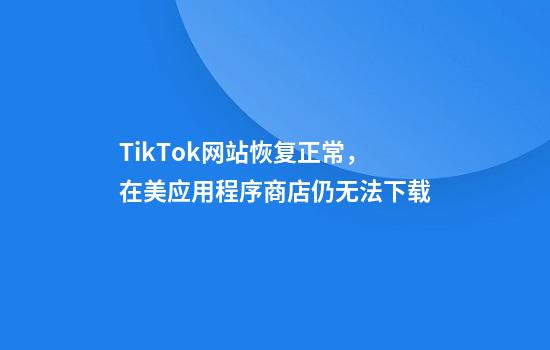 TikTok网站恢复正常，在美应用程序商店仍无法下载