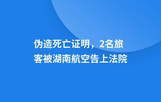 伪造死亡证明，2名旅客被湖南航空告上法院