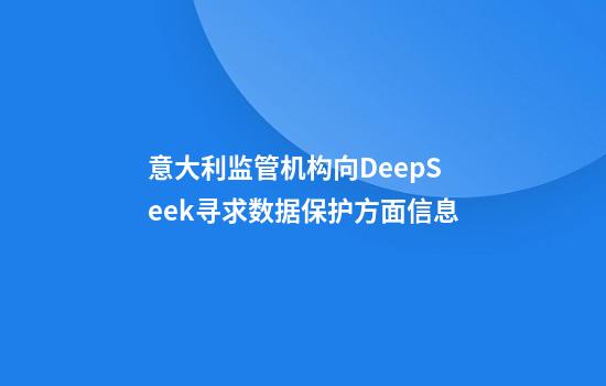意大利监管机构向DeepSeek寻求数据保护方面信息
