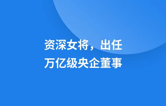 资深女将，出任万亿级央企董事