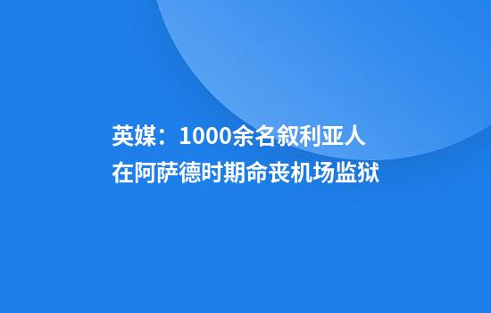 英媒：1000余名叙利亚人在阿萨德时期命丧机场监狱