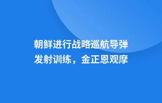 朝鲜进行战略巡航导弹发射训练，金正恩观摩